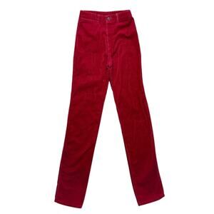 Vintage Chemin De Fer Pants 28XL Womens Red Corduroy High Rise Waist Long